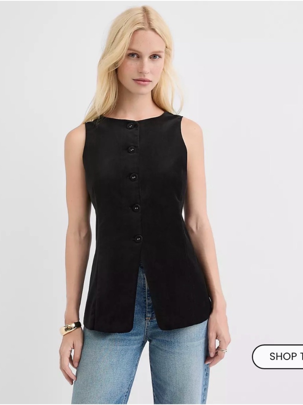 Petite Velvet High Neck Vest